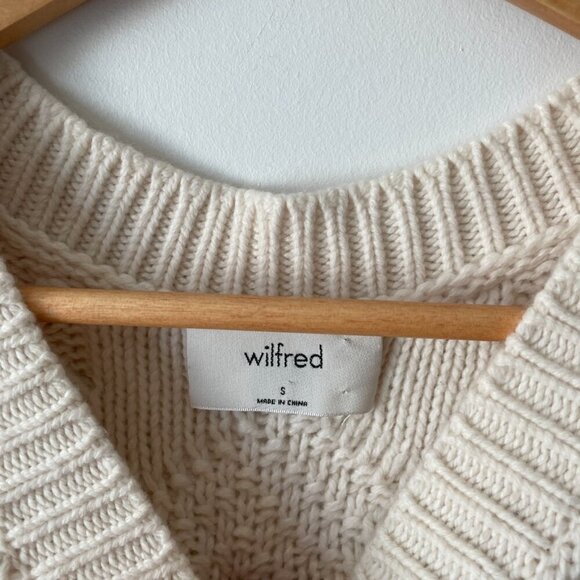 Aritzia Wilfred Cable Knit Sweater Vest Heather Birch White Size Small - Picture 4 of 5